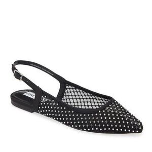 Steve Madden Women's Black Jubilant Rhinestone Slingback Flat 8